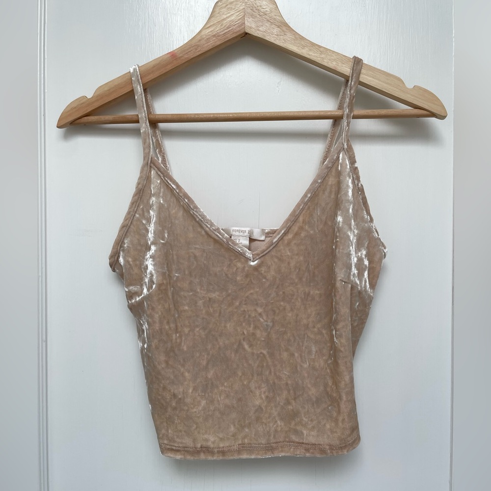 Forever 21 Velvet Champagne Cropped Tank Top